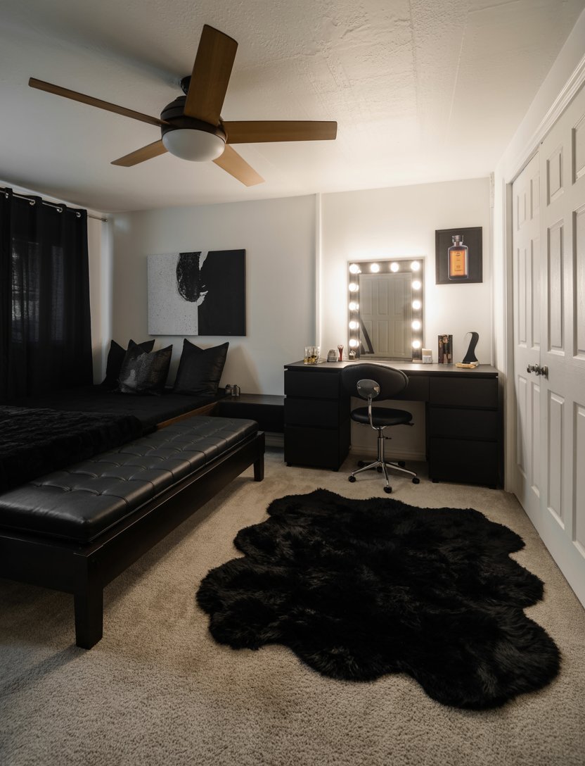Modern Bedroom with Black Accents
