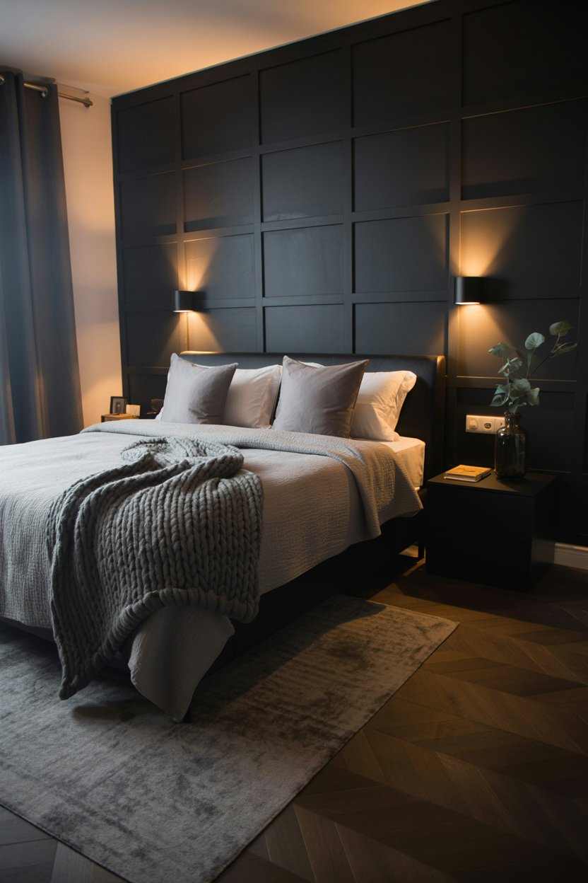 Black Accent Wall with Soft Lighting
