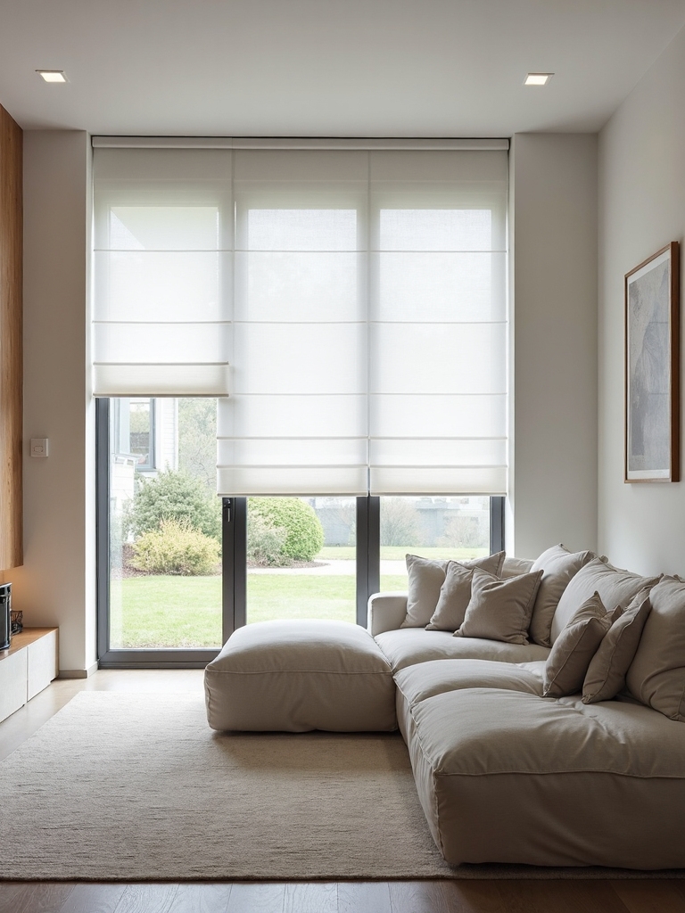sophisticated minimalist functional roman shades