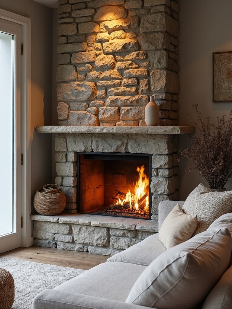 intimate cozy gathering around fireplace