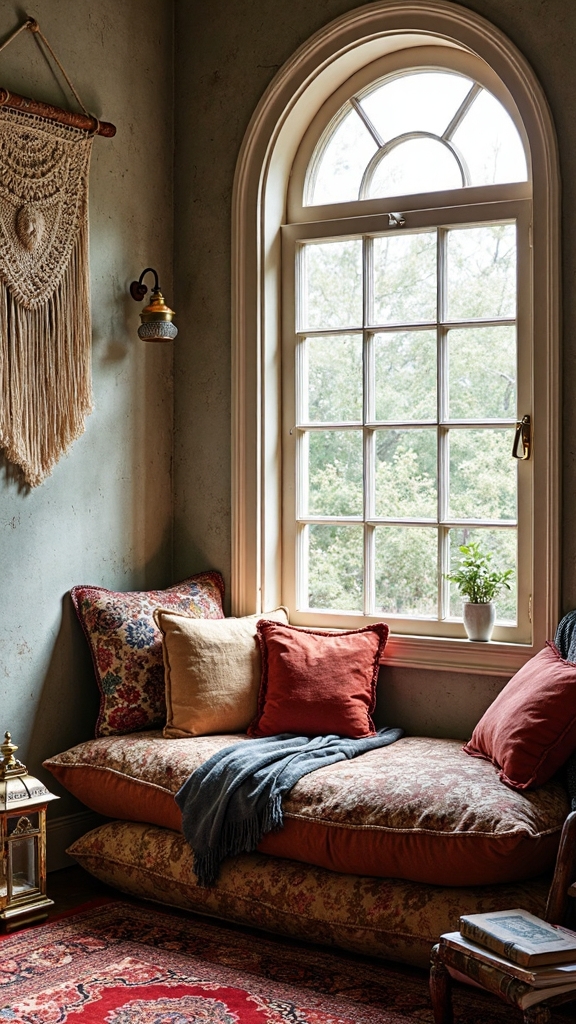 layered cozy boho reading retreat