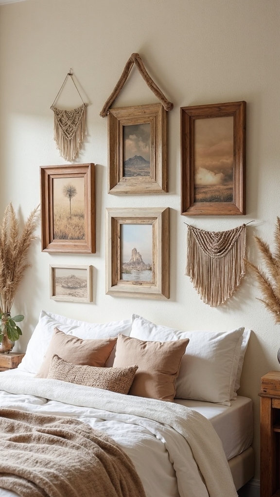 eclectic boho gallery wall mismatched frames
