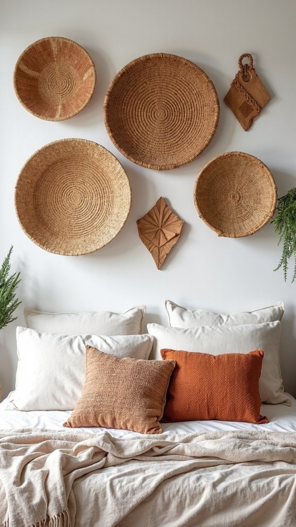 crafted natural baskets artistic wall display