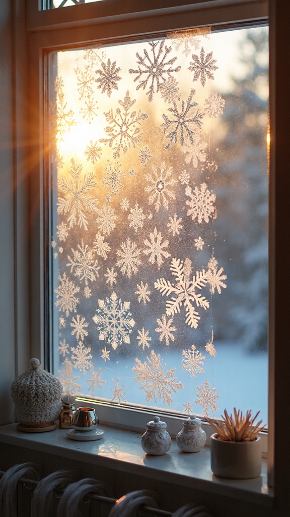 shimmering snowflake window privacy displays