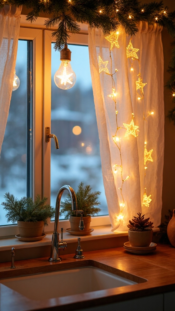 enchanting cascading starry wire lights