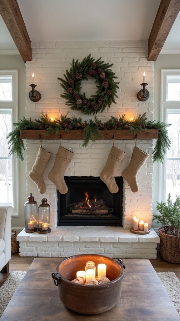 rustic farmhouse natural Christmas decor