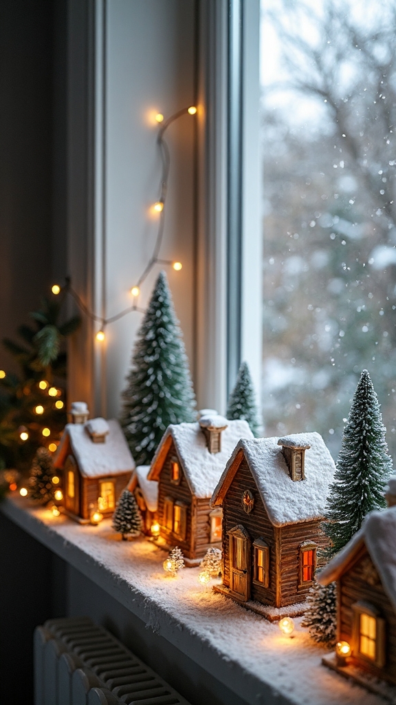 enchanting window sill christmas village display