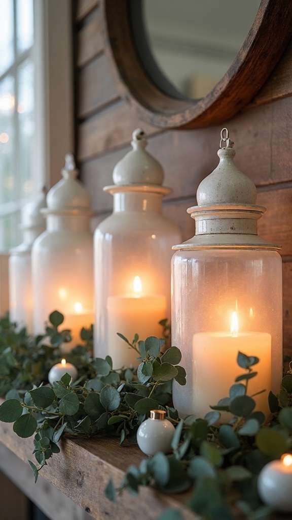 cozy farmhouse holiday lantern groupings