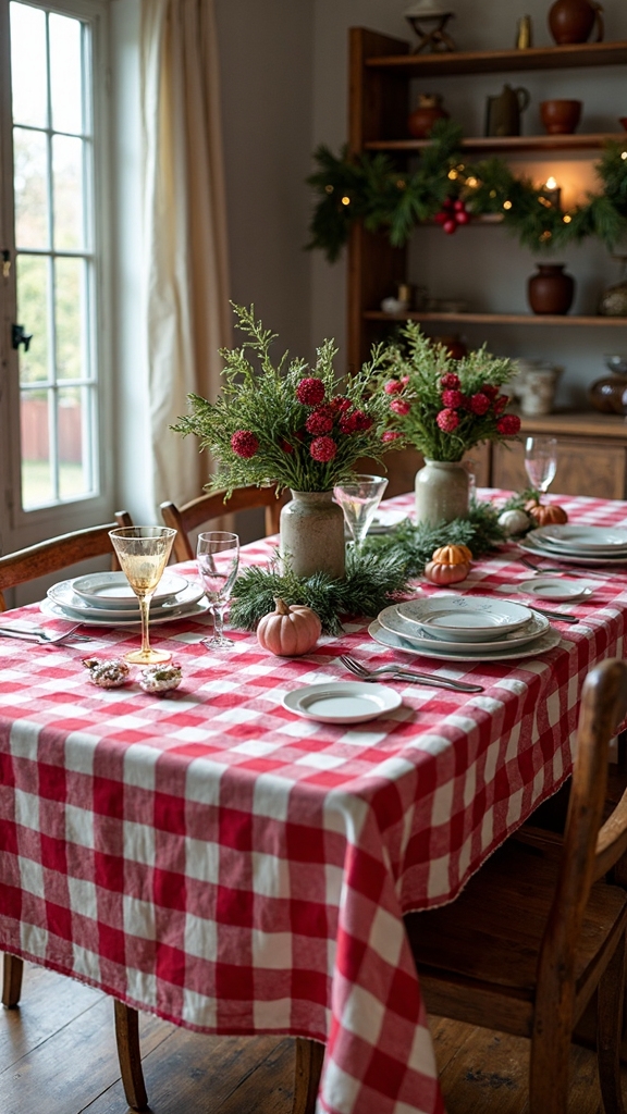 festive farmhouse christmas table setting