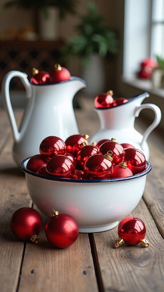 festive enamelware christmas centerpiece display
