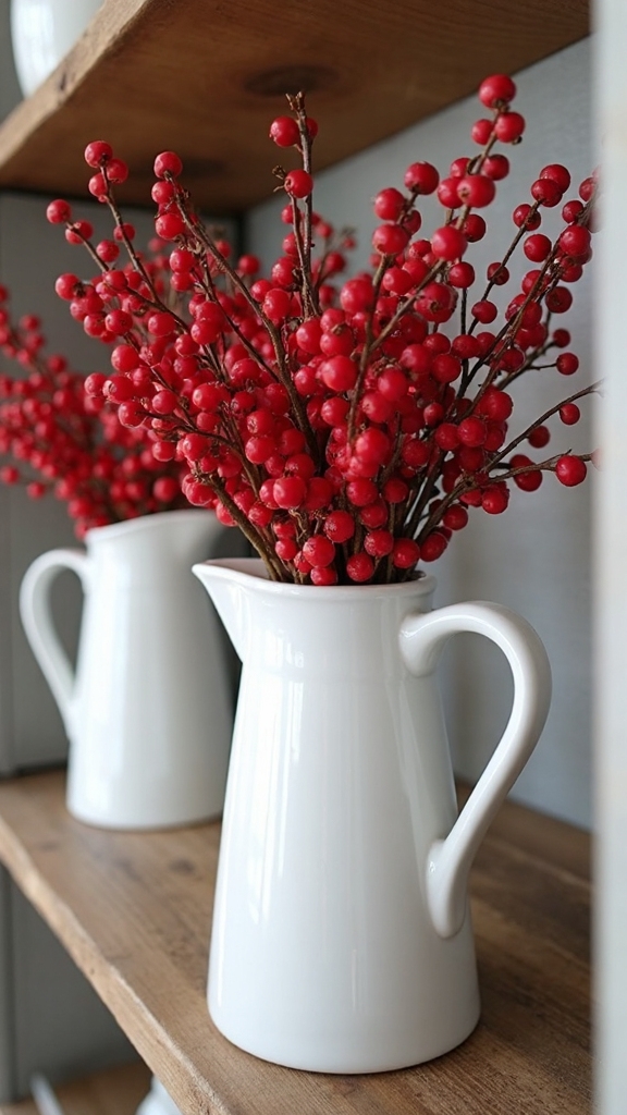 rustic winter berry farmhouse centerpiece