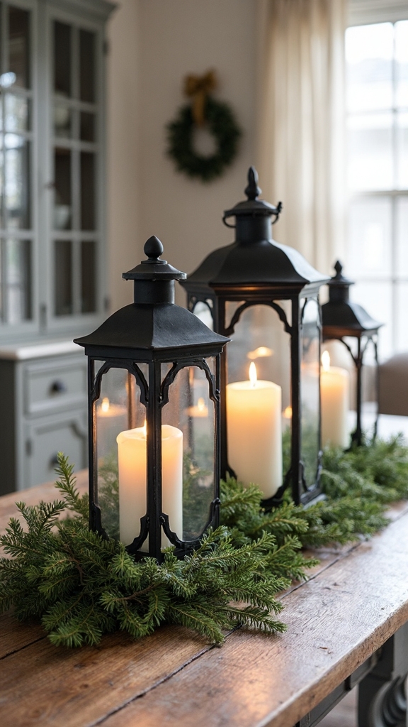 rustic farmhouse christmas lantern decor