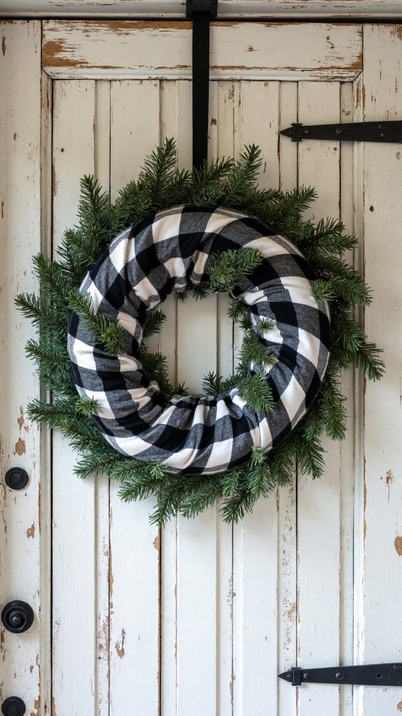 checkered christmas farmhouse rustic wreath