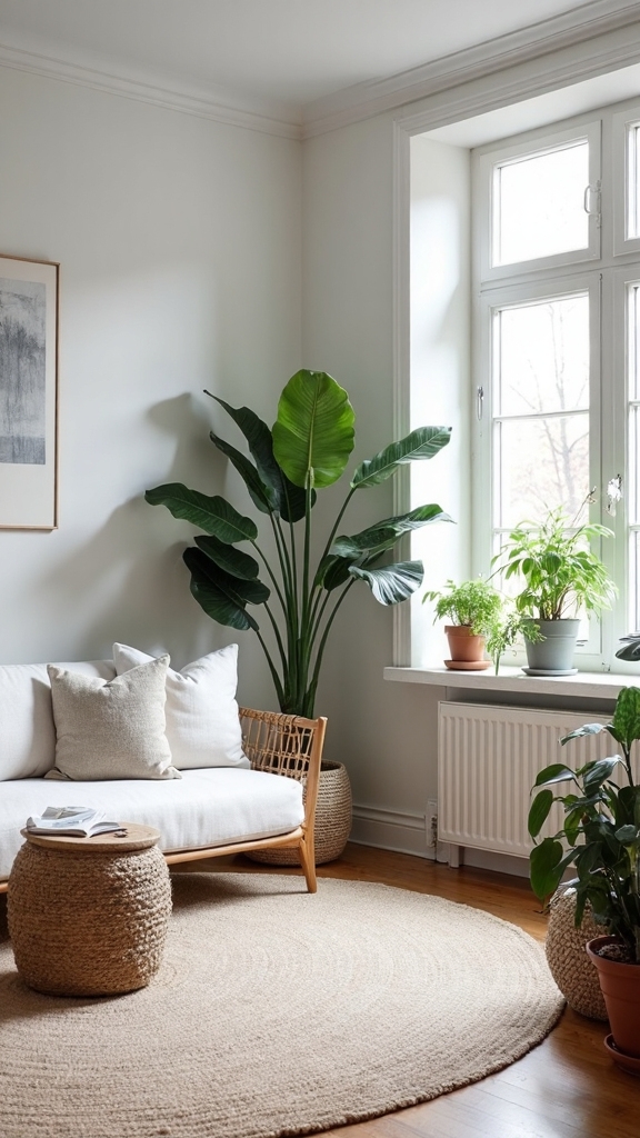 minimalist greenery enhances serene indoor spaces