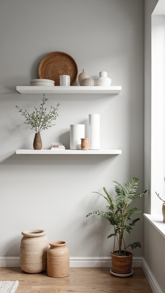 streamlined nordic floating shelves