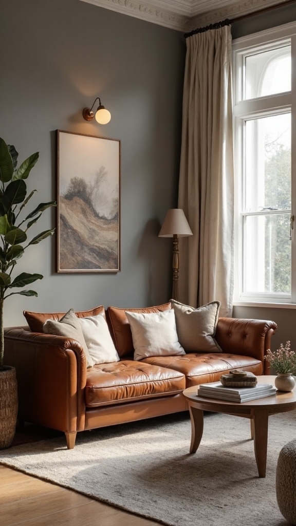ash grey and toffee brown living room