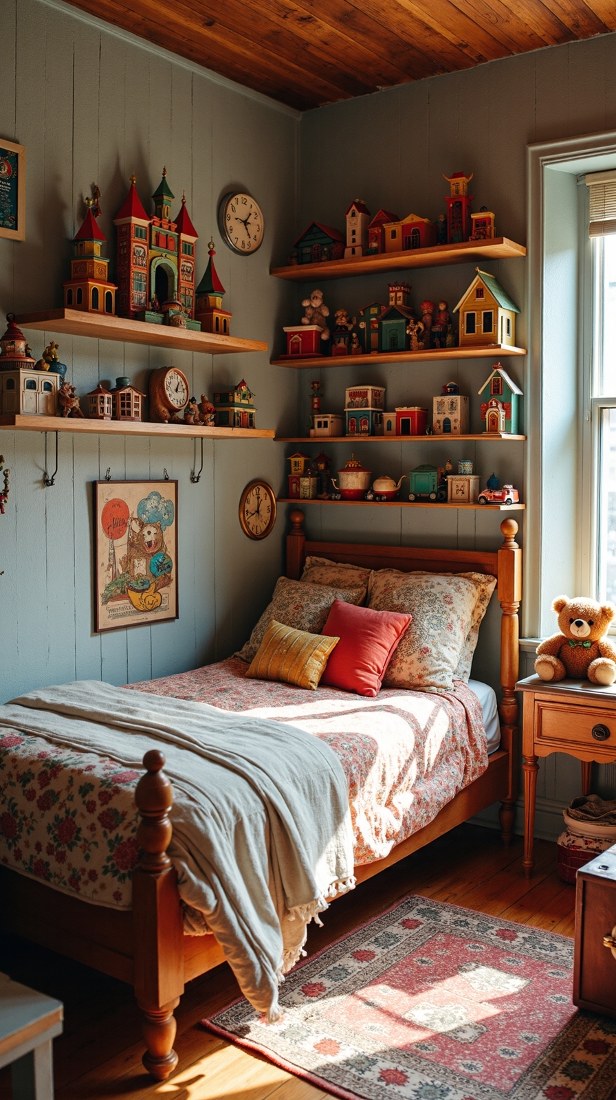 vintage toy shop themed bedroom
