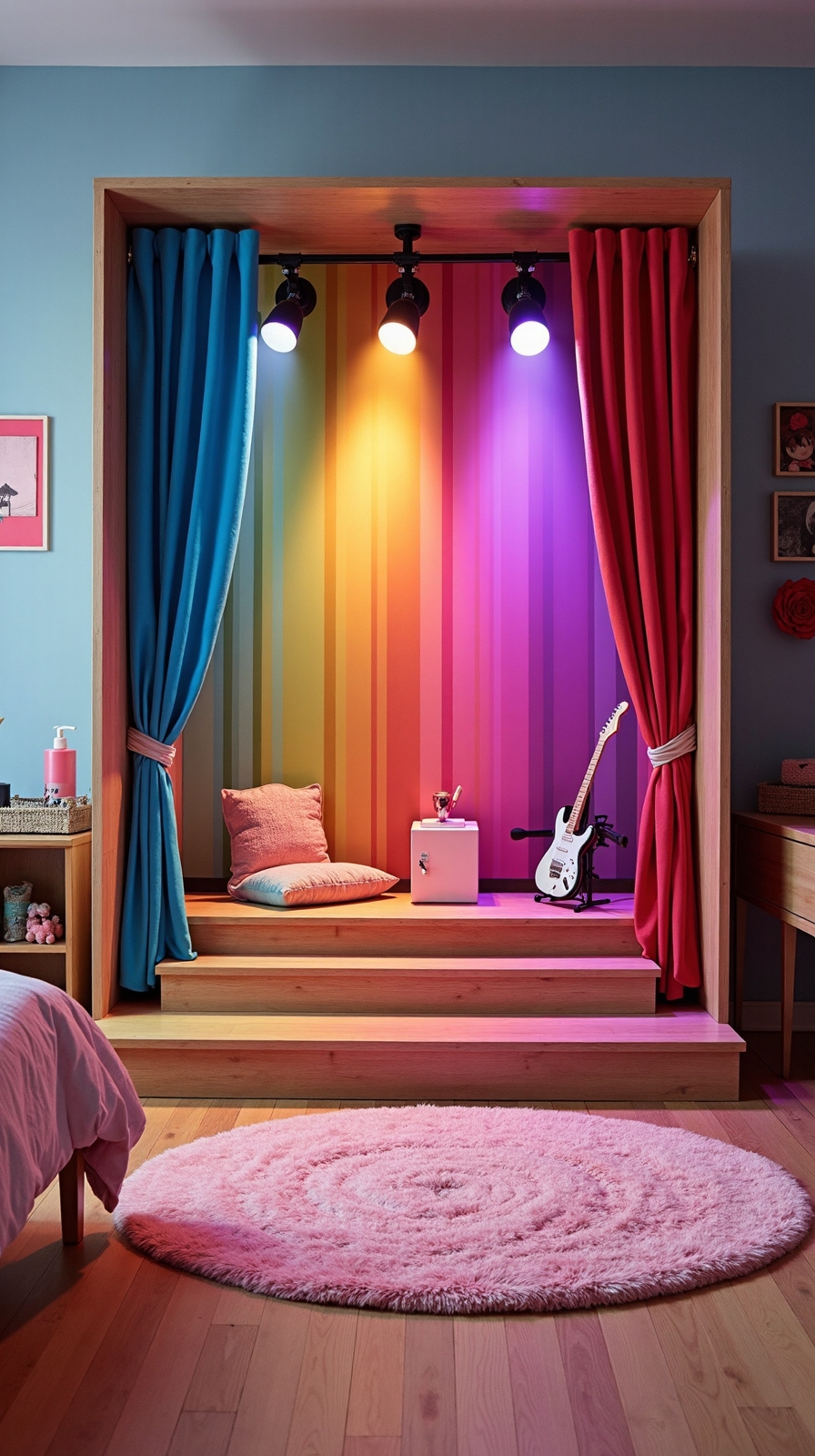 music lover's performance stage bedroom