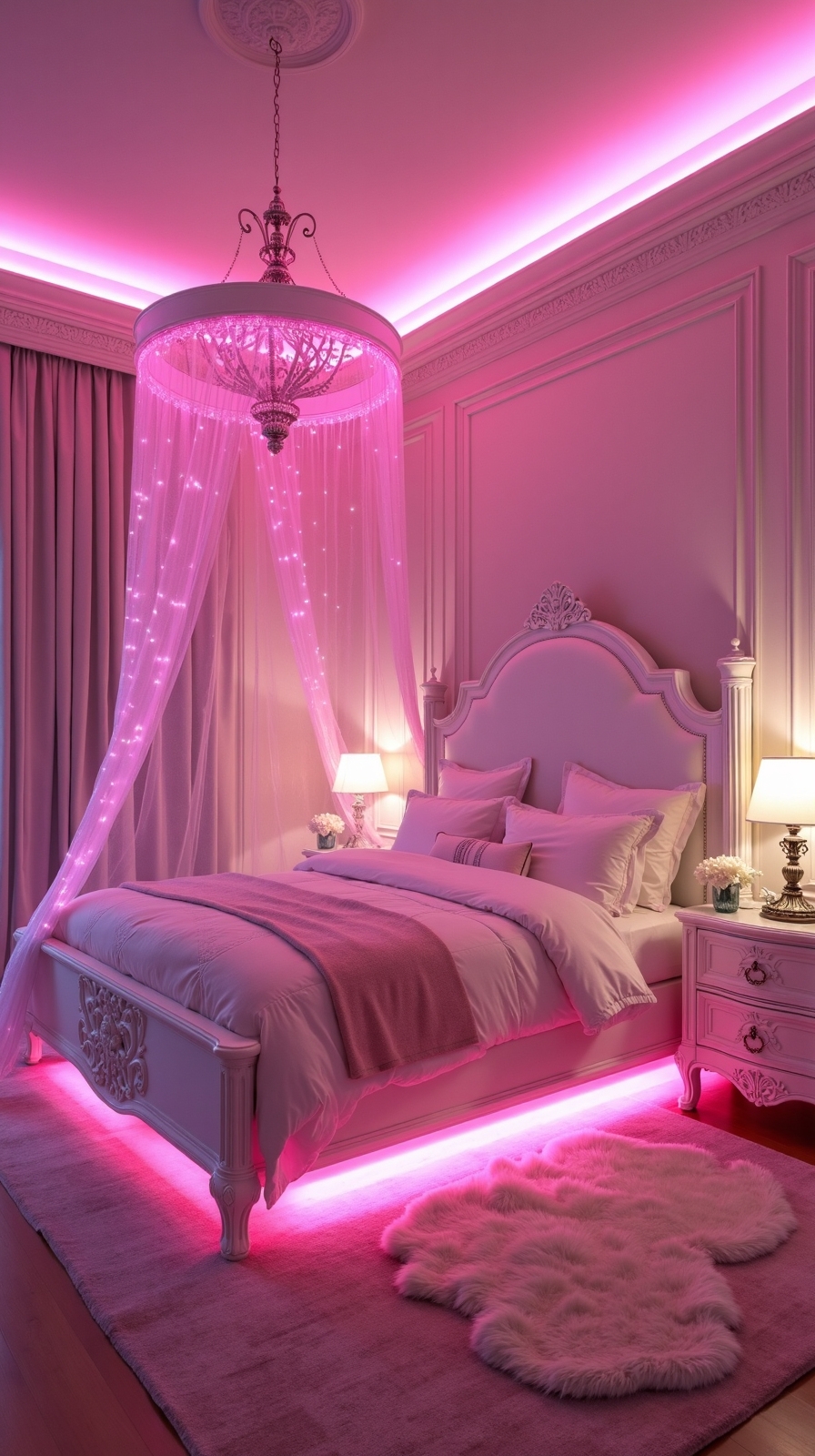 neon pink LED strip lighting