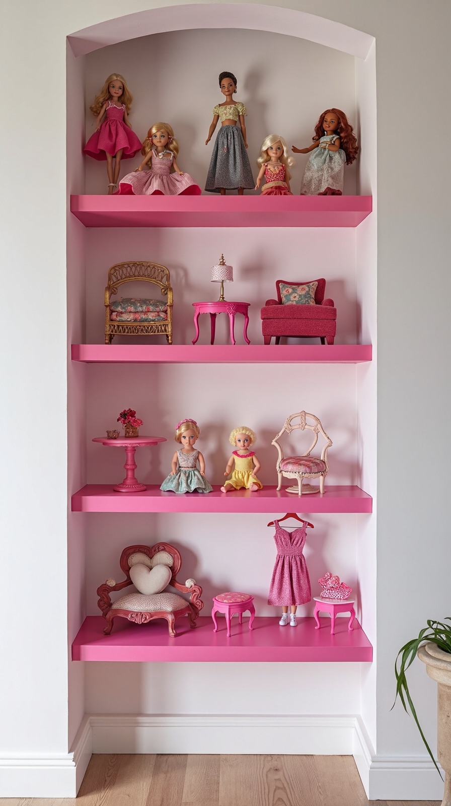 floating shelves for doll display