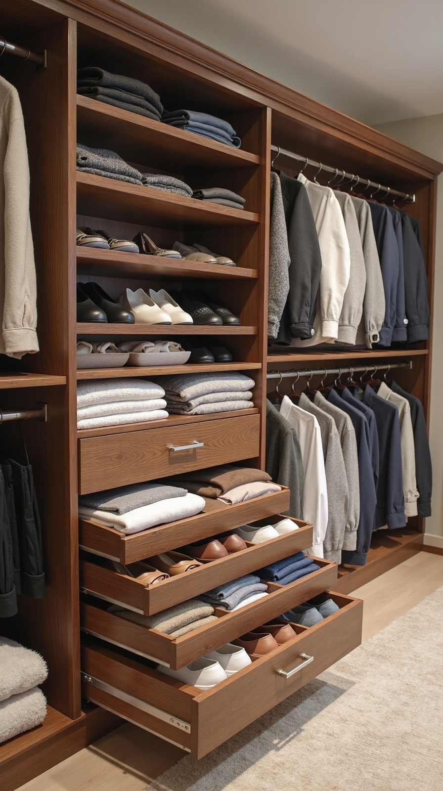 pull-out drawers for deep closet spaces