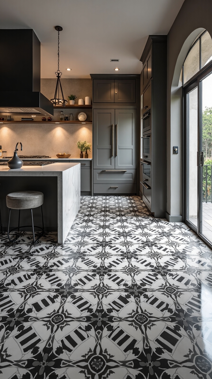 minimalist moroccan geometric flooring
