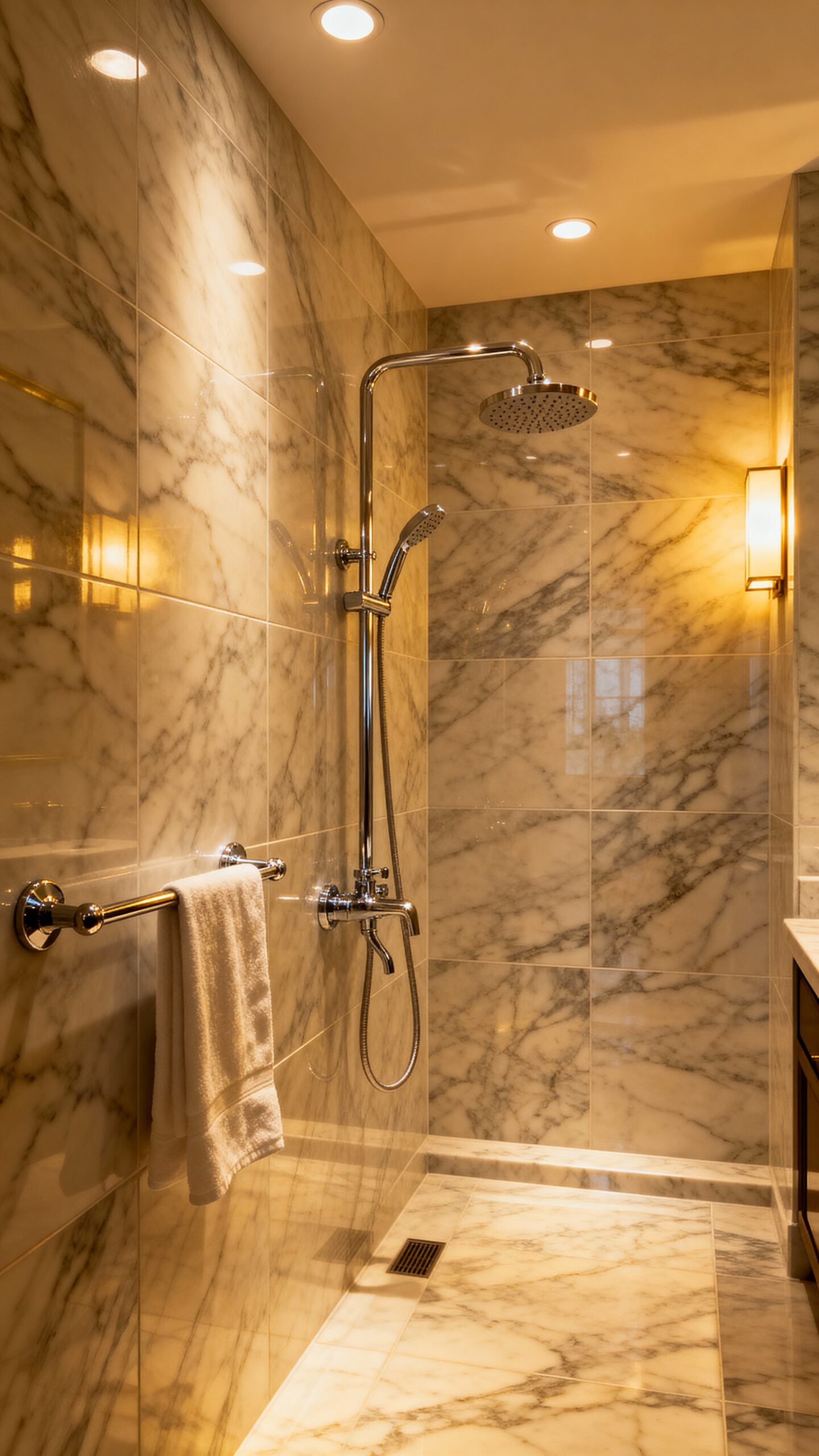 luxurious marble tiles for elegant bathroom design