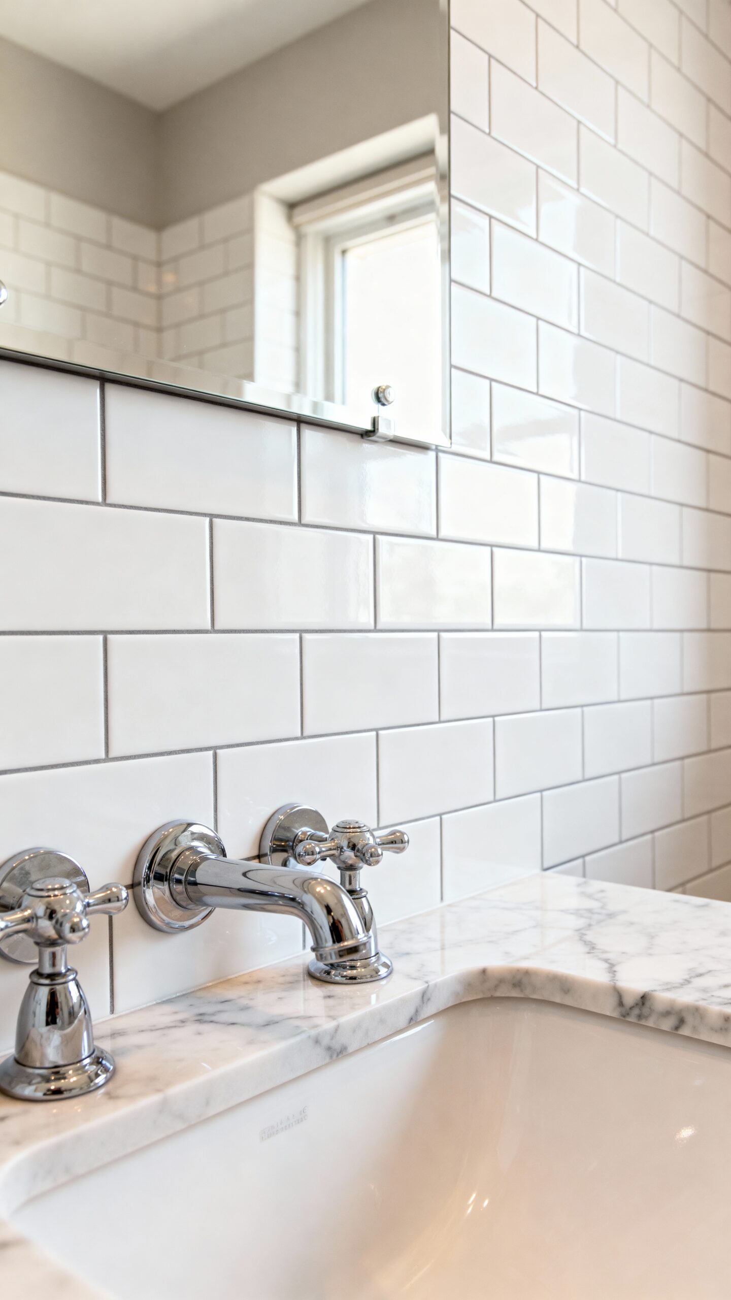 neatly stacked subway tiles for clean and orderly bathroom design