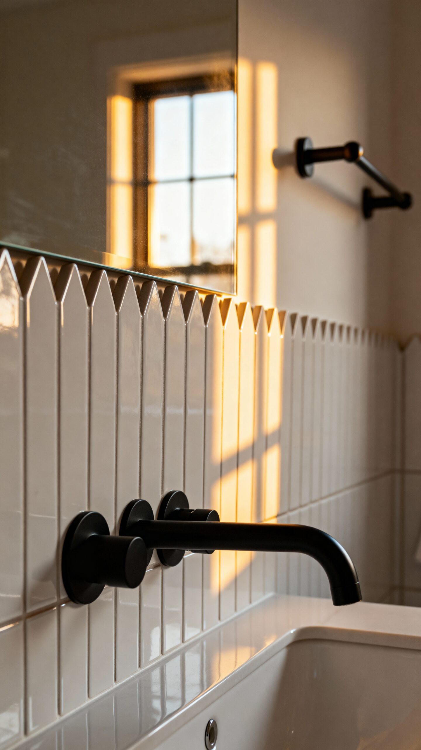modern picket-shaped geometric bathroom tiles