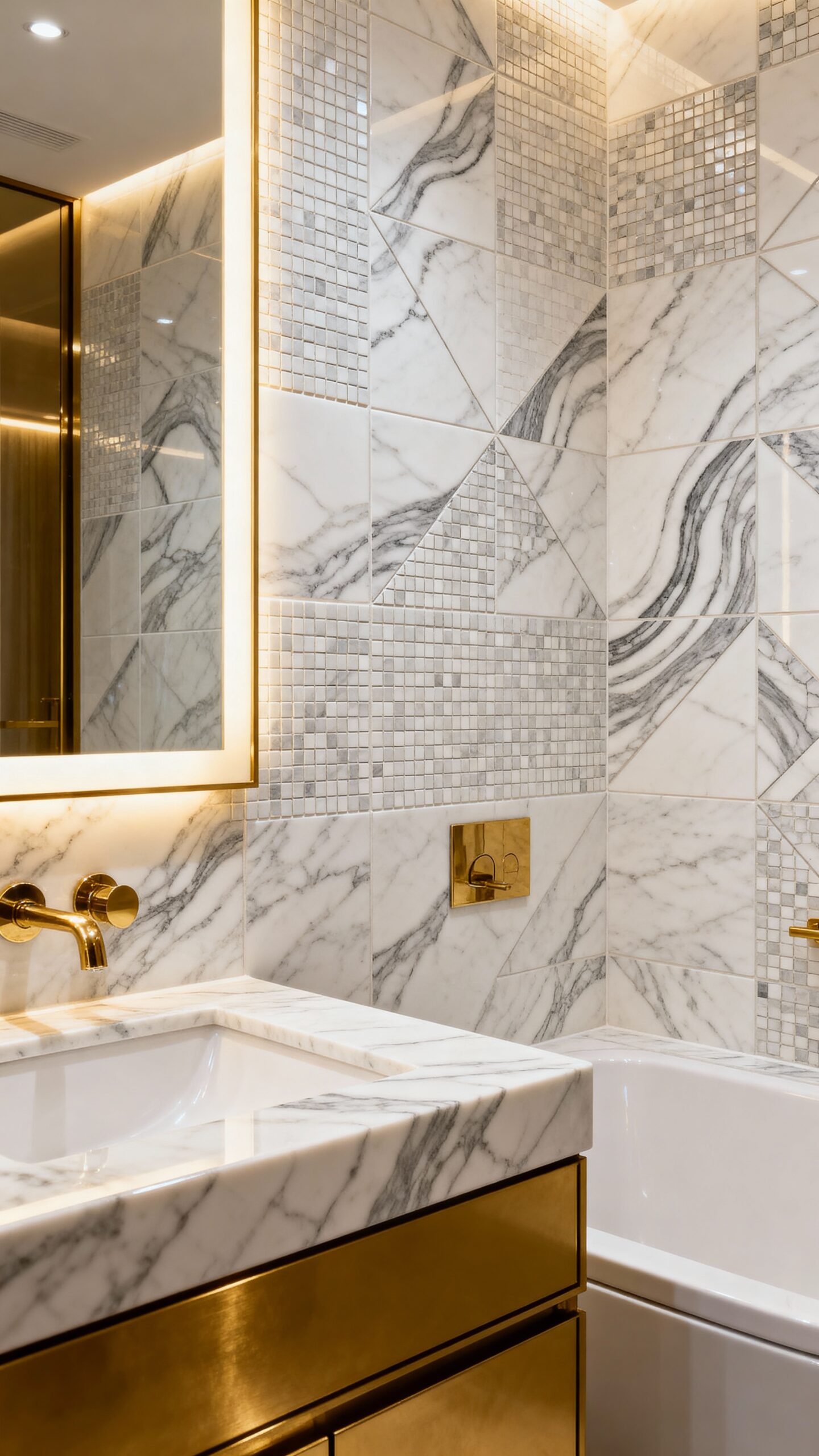 elegant marble mosaic tiles with organic flow