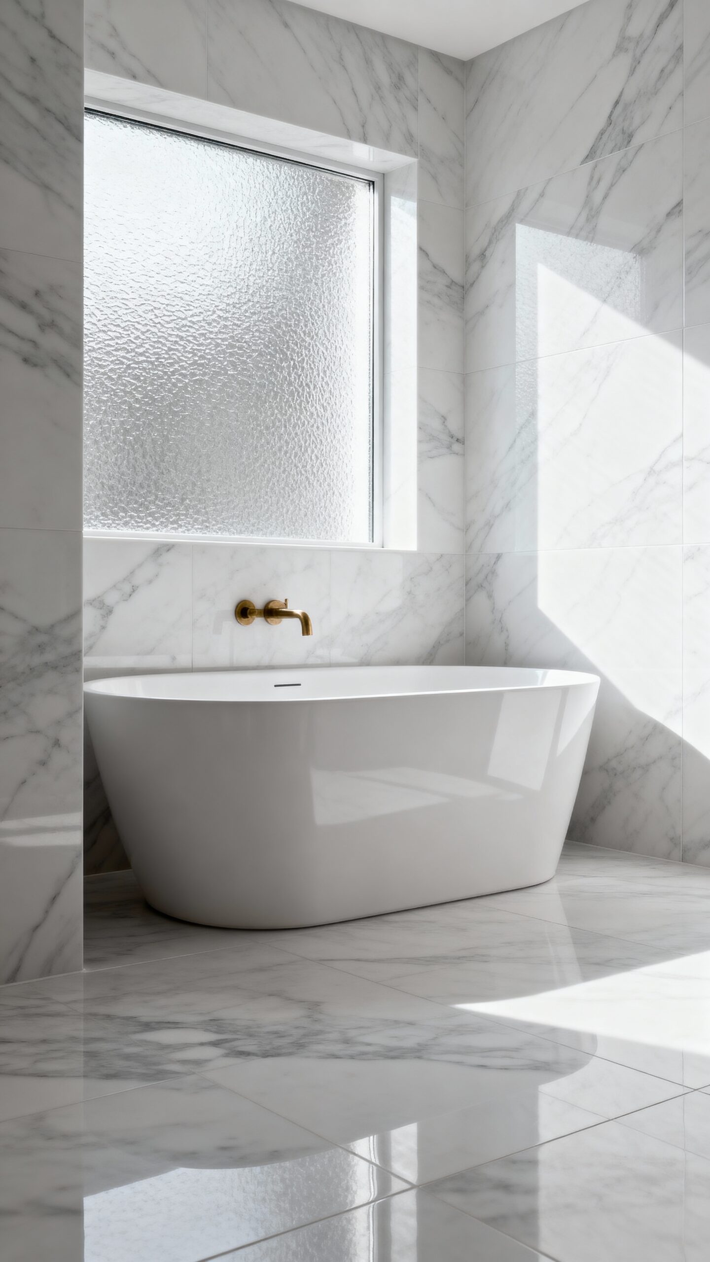 streamlined bathroom design with one tile
