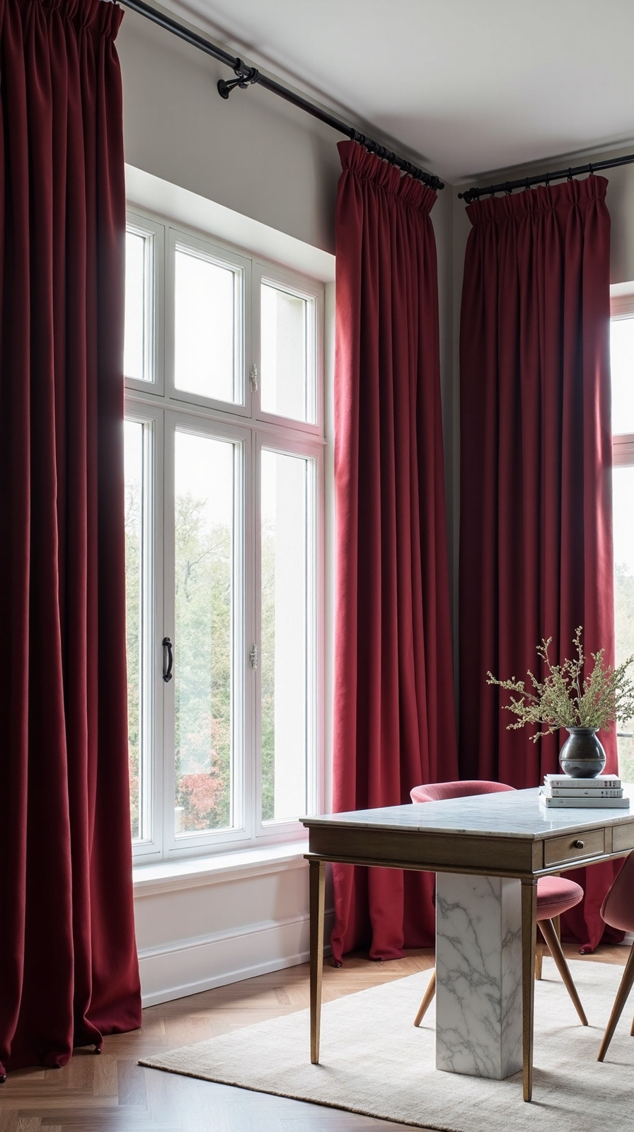 motorized velvet curtains luxury home office