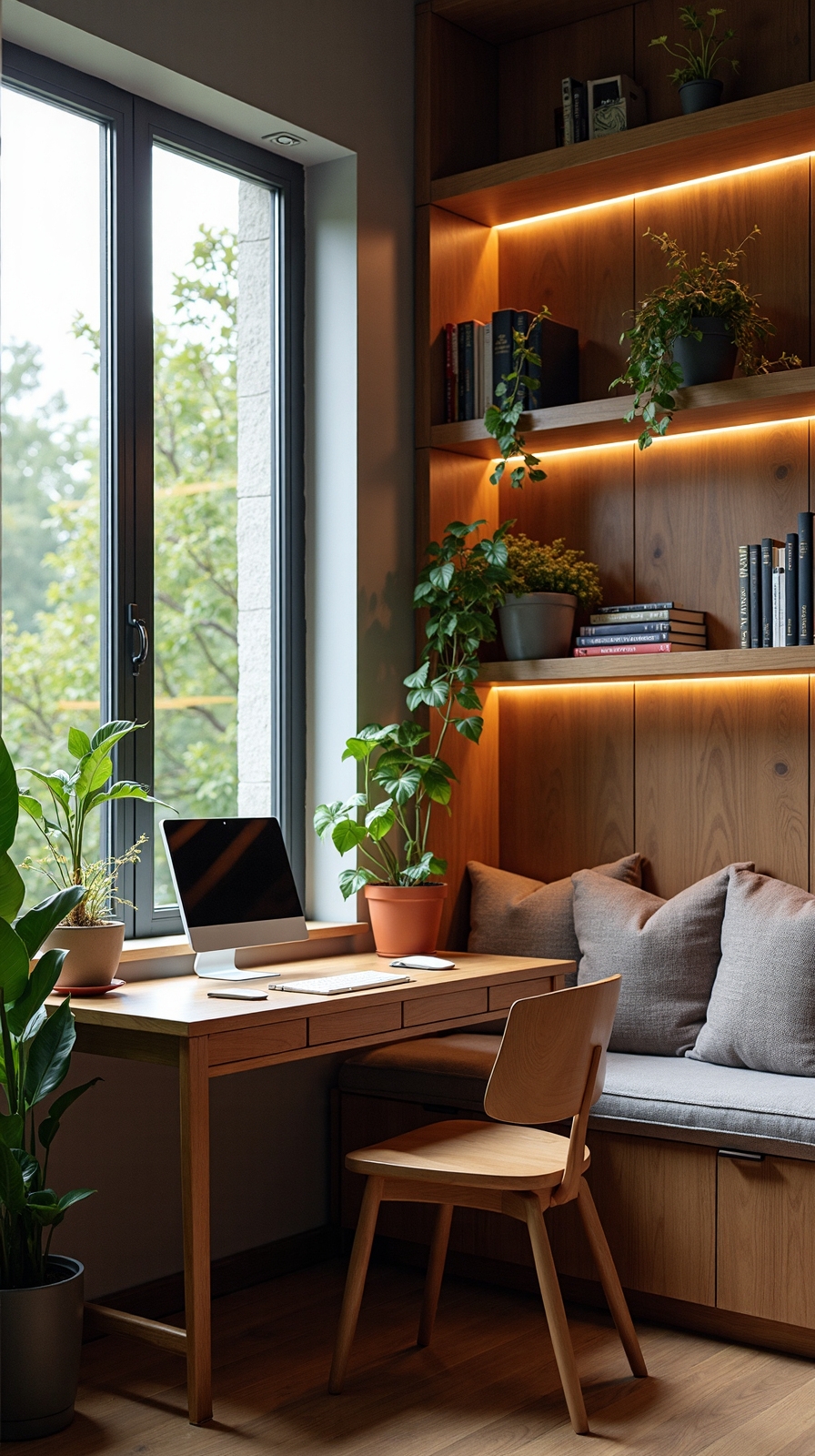 cozy work nook blending comfort