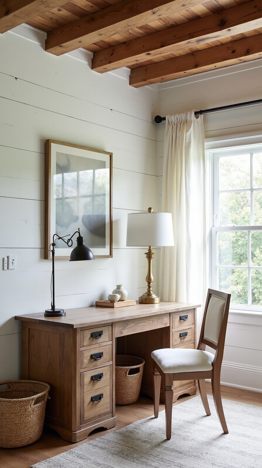 cozy rustic farmhouse office workspace