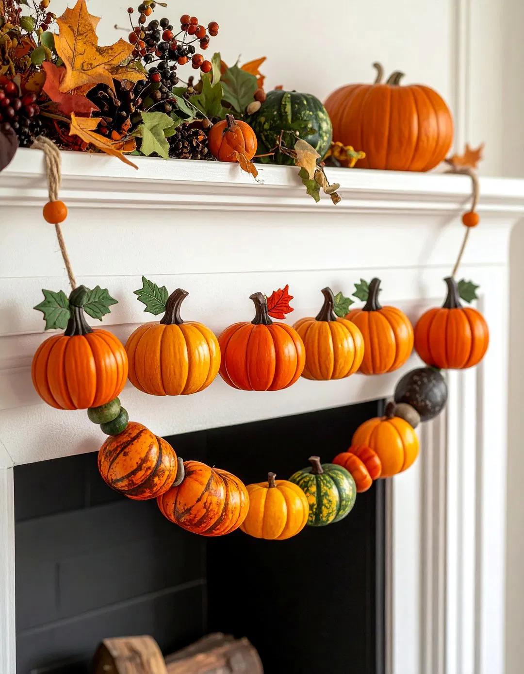Wooden Bead Pumpkin Garland