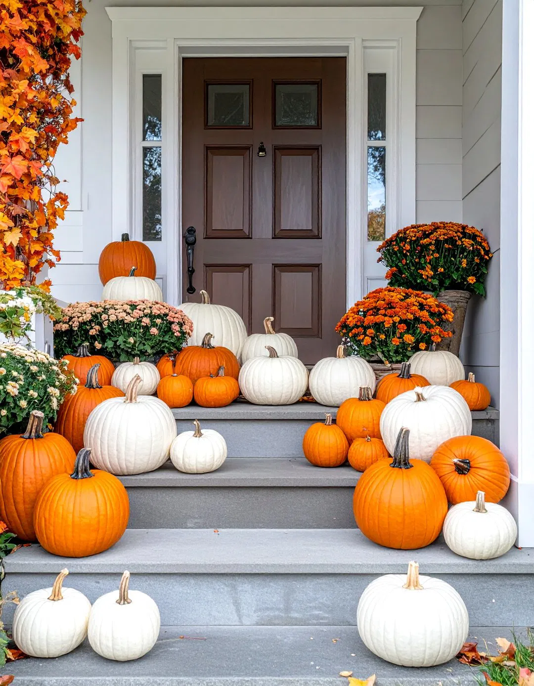 Layered Pumpkin Display - Fall Front Door Decor