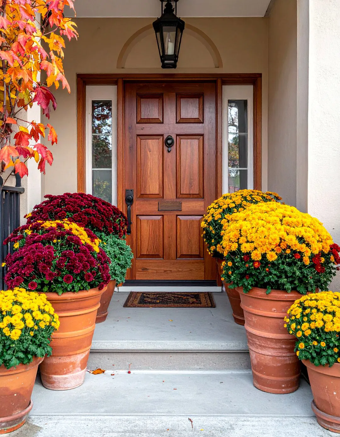 Mum Planter Pots - Fall Front Door Decor