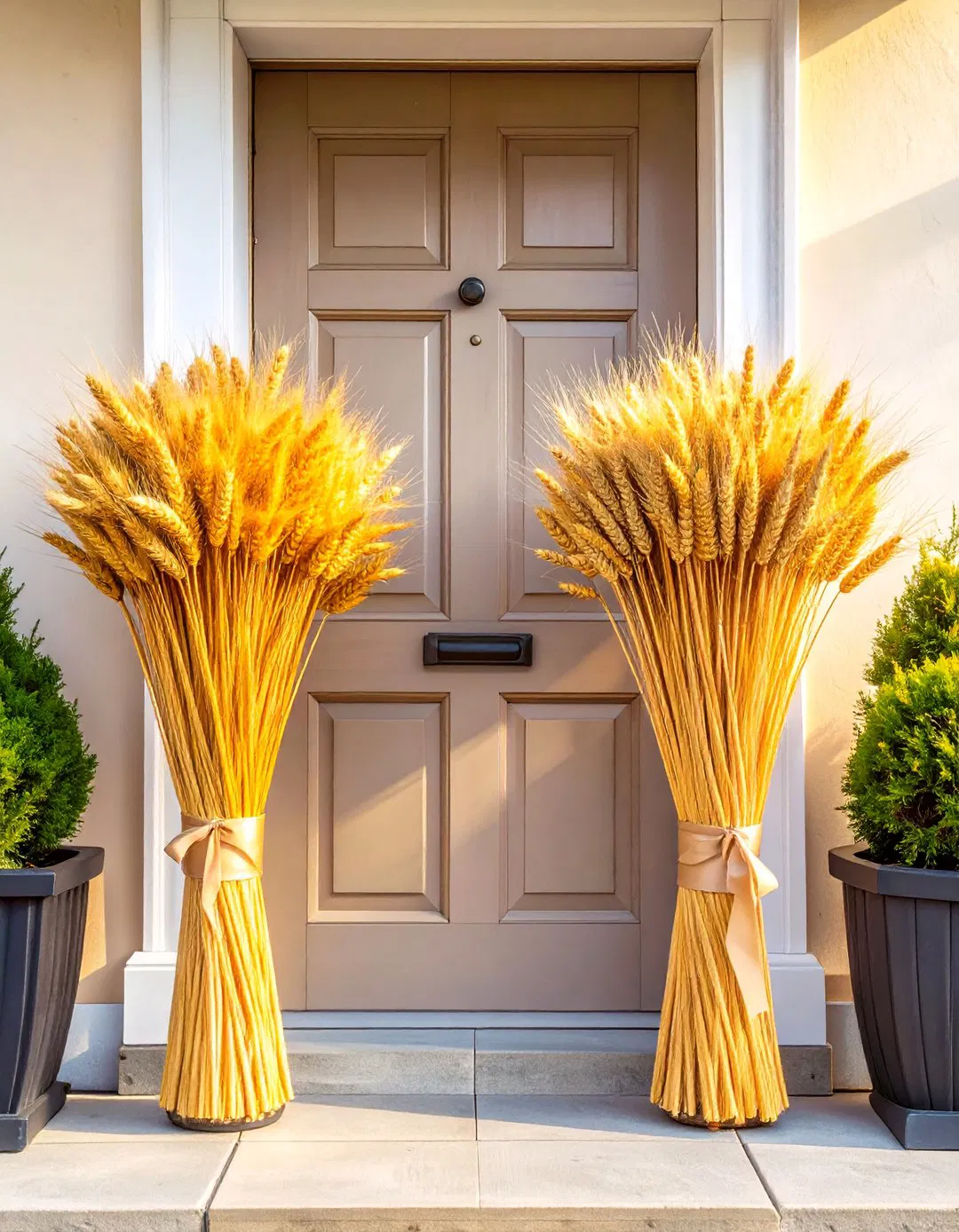 Wheat Bundle Displays - Fall Front Door Decor
