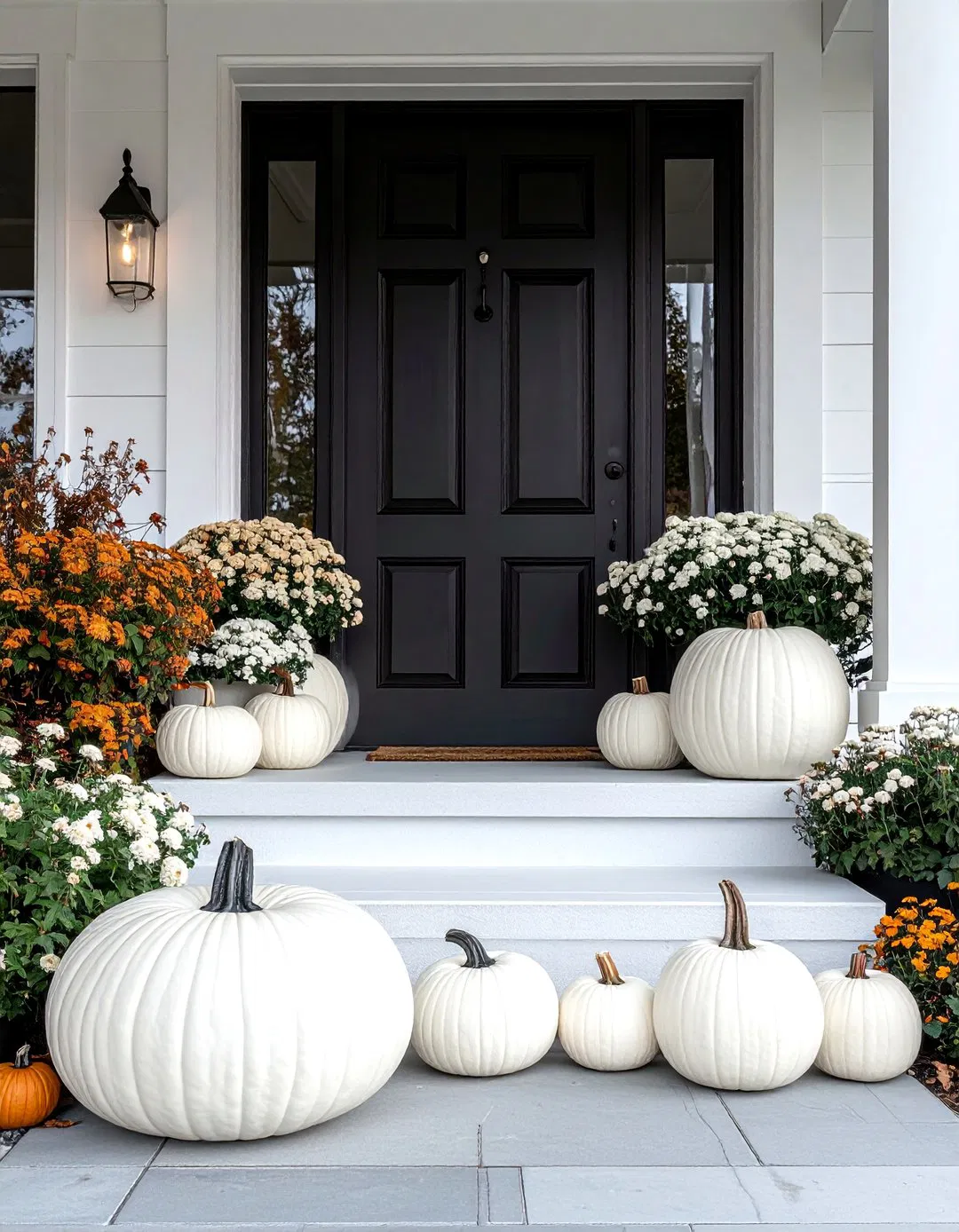 Monochrome Pumpkin Scheme - Fall Front Door Decor