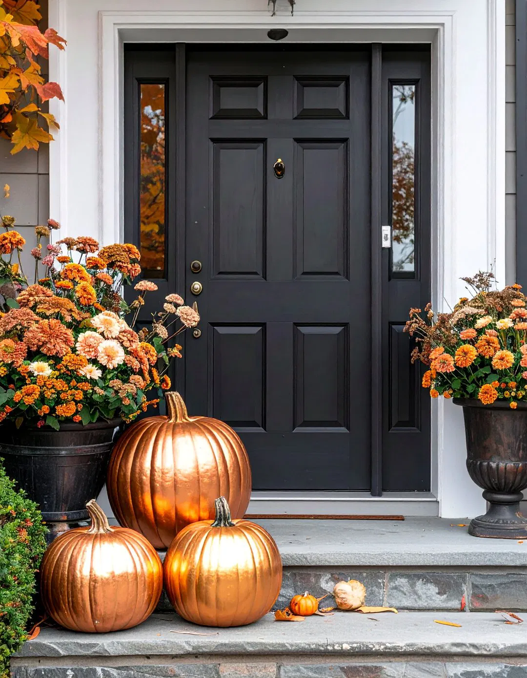 Metallic Accent Touches - Fall Front Door Decor