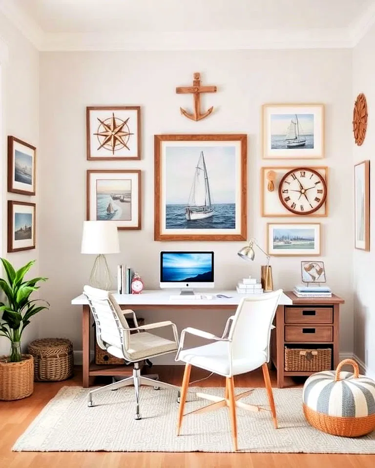nautical wall art in home office