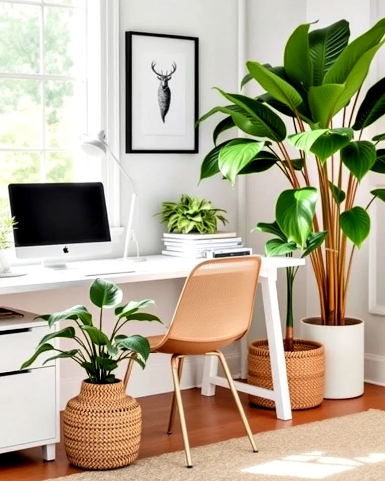 tropical greenery in coastal office