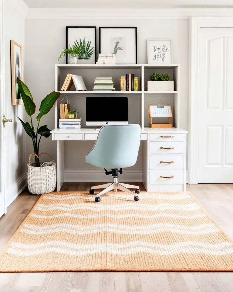 coastal themed rug in home office