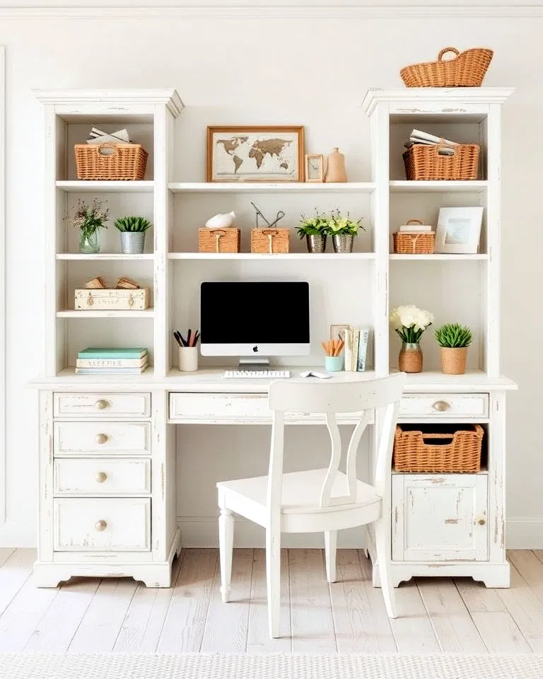 whitewashed furniture in coastal office