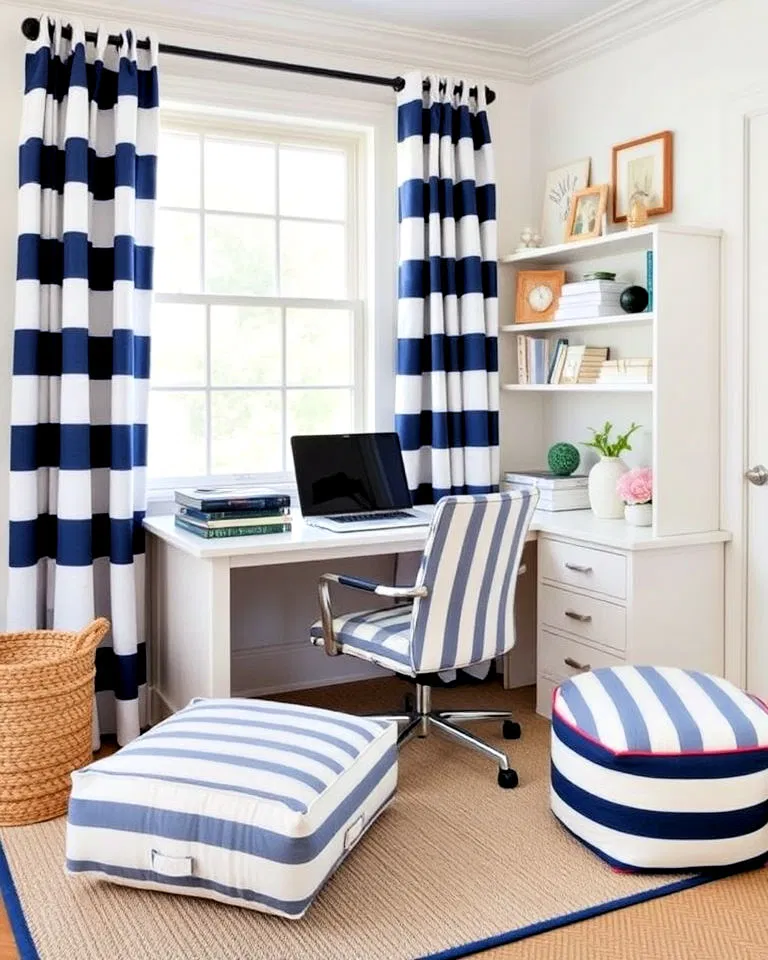 nautical stripes in home office