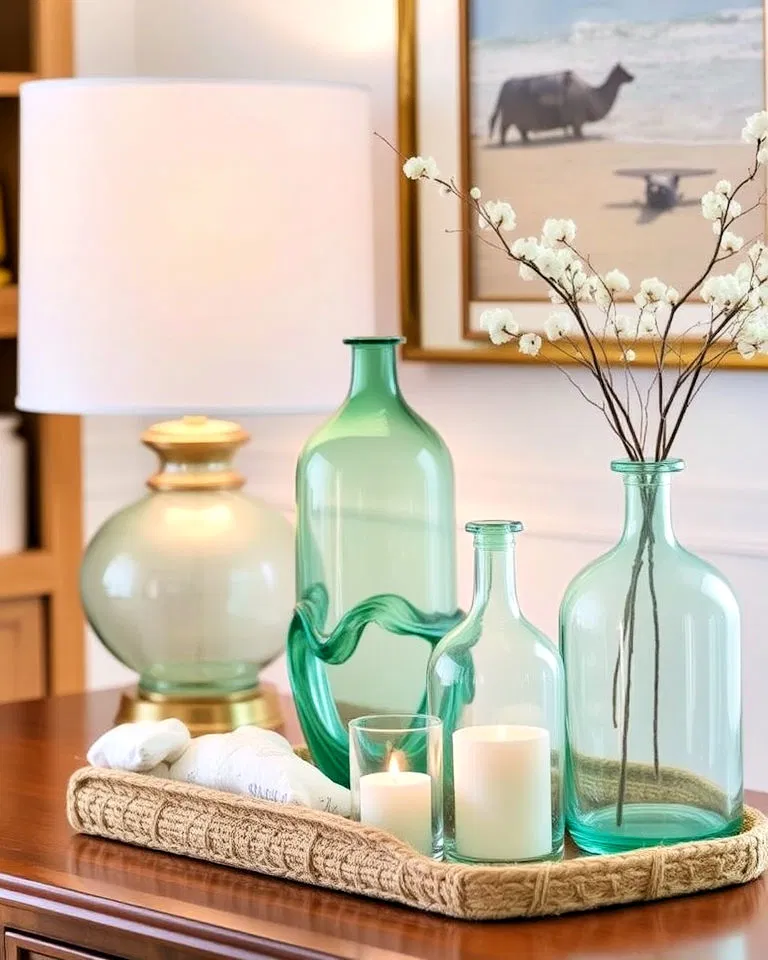 glass decor in coastal office