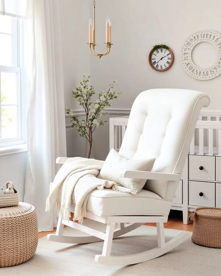 white rocking chair in nursery