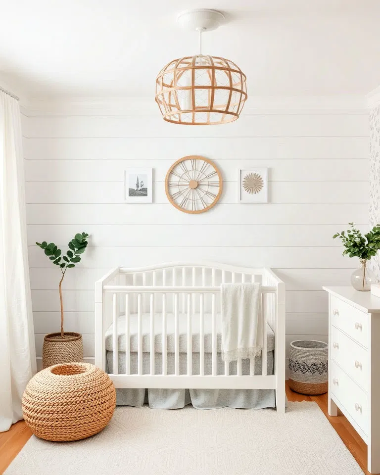 nursery with textured white walls