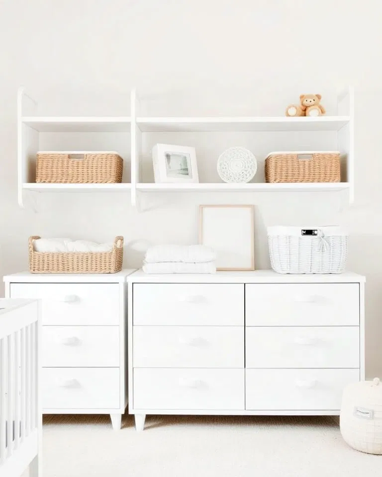 white nursery storage solutions