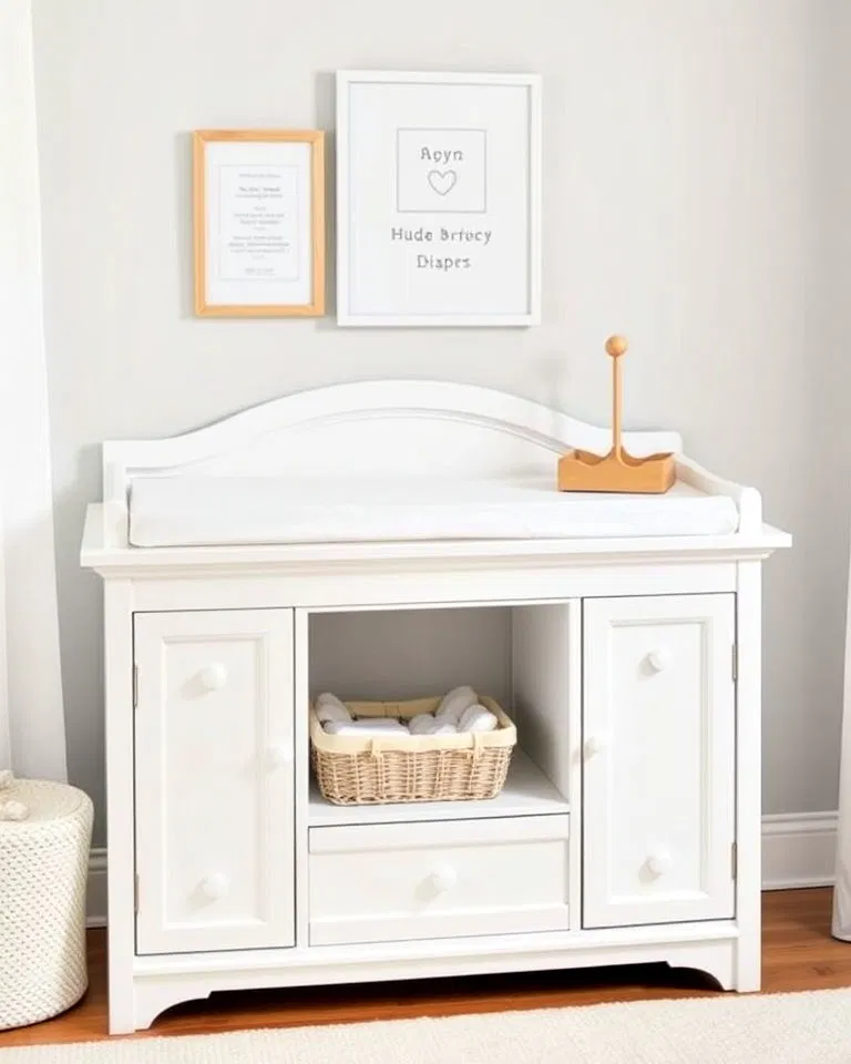 white changing table with storage